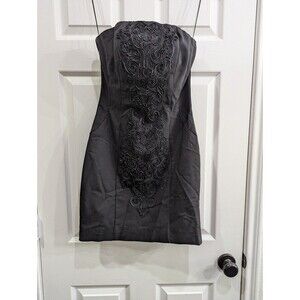H&M Sleeveless Black Dress with Front Swirl Detail, Size 6